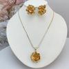 Full Gold 3D Flower Jewelry Set Women Necklace Earring Luxury Accessory KY25180