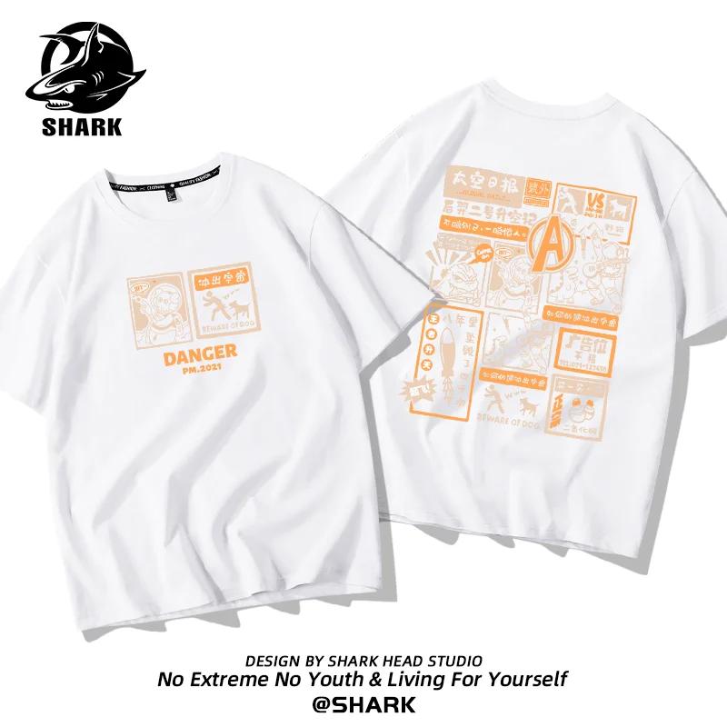 Summer Fashion Heavyweight Retro Men's English Letters 100% Cotton Printed Round Neck High-quality Casual Fitness Street T-shirt