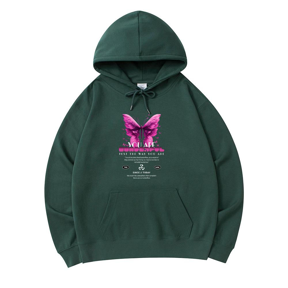 

300 г/м² Мужские хлопковые толстовки с капюшоном You Are Wonderful Print Премиум хлопковая толстовка XS армия зеленый