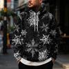 Men's Christmas Print Hoodie, Loose Fit Casual Sweatshirt with Large Pockets