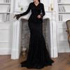 European and American Women's Clothing Summer New Gentle Long-sleeved Knitted Lace Floor-mopping Fishtail Dress