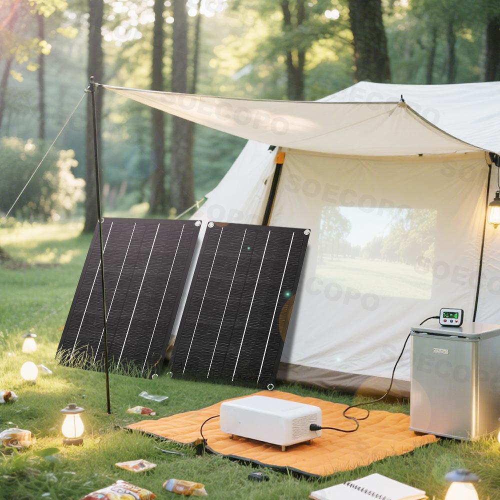 SOECOPO 1600W Portable Solar Panel Kit 18V Flexible solar Panels*2 for Camping Includes Free 100A Controller 2-meter cable