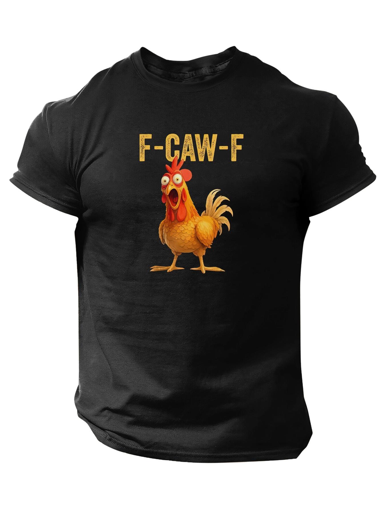 Men s Funny Rooster & Chickens Print T-Shirt - Humorous Chicken Poultry Design S