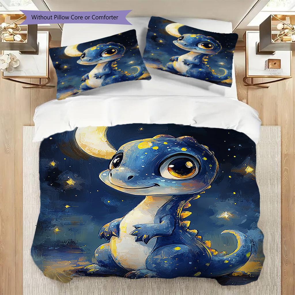 Dinosaurier-Muster Bettwäsche Steppdecke Set Bettbezug Kissenbezug Heimdekoration Geburtstagsgeschenk (1 Bettbezug + 2 Kissenbezüge, ohne Füllung)
