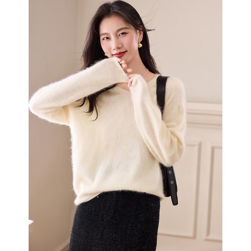 Women's Cashmere Blend V-Neck Knit Sweater