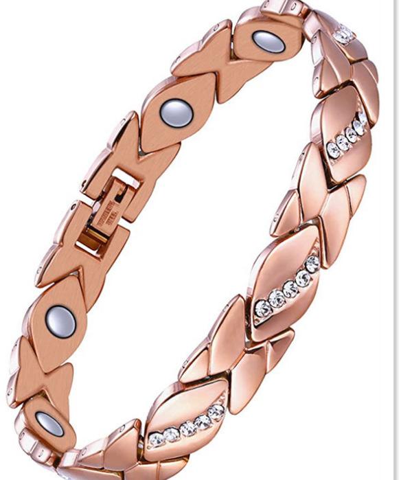 Jiarui Women's Leaf Diamond Magnetic Bracelet