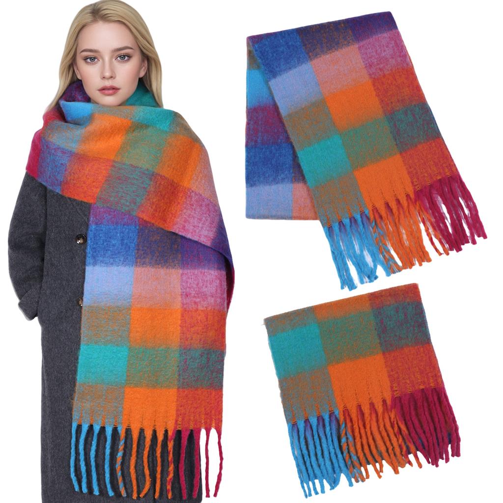 Winter Cashmere Scarf Student Neck Thick Warm Shawl For Women Couple Tassel Bufanda Blanket Pashmina Wraps Long Plaid Poncho