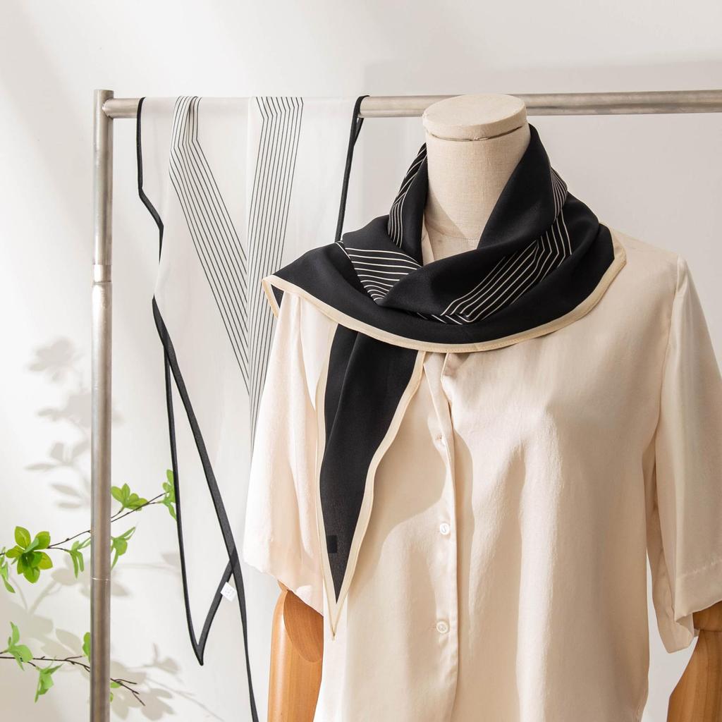 Autumn Women's 100% Mulberry Silk Crepe Double-Sided Scarf – Light Luxury Shawl & Sunscreen Snood