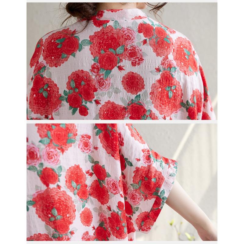 DIMANAF 2024 Plus Größe Sommer Frauen Strand Kleid Grundlegende Floral Print Lose Stil Vintage Lange Bohemian Kleider