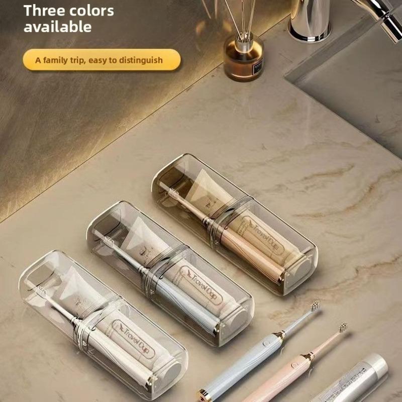 Portable Toothbrush Case Holder Transparent Leakproof with Cup for Travel College Students Storage Organizer Set