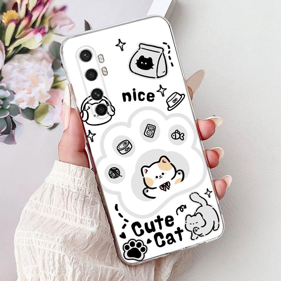 Clear For Xiaomi Mi Note 10 Lite Case Cover Luxury Butterfly Love Fashion Flowers Cool Lion Funny Painted 6.47''