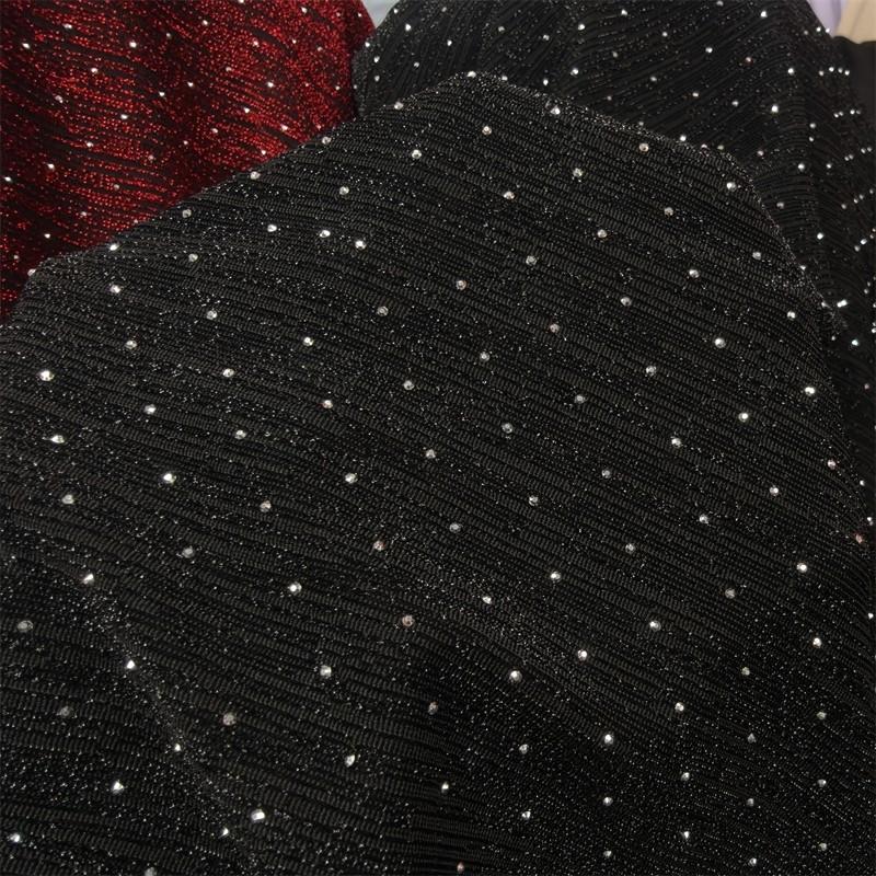 

100x150cm Elastic Metallic Thread Hot-Fix Rhinestone Knit Fabric for Handmade DIY Evening Gowns Dresses Photography Backdrop 100x150cm