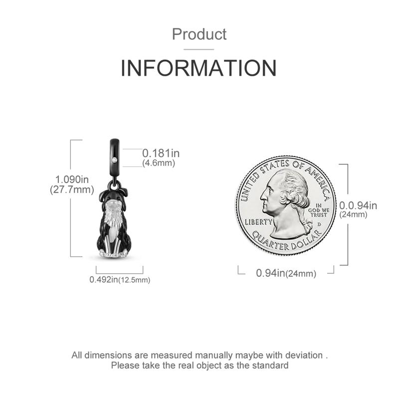Original Charmscopper Cute Black Border Collie Beads Fit Charms Platabracelets For Women Jewelry Making Fine Gifts