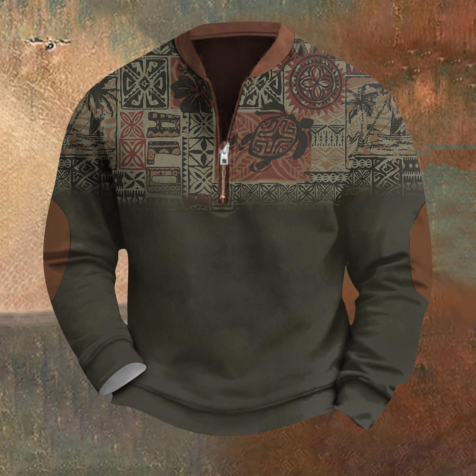 Мужская повседневная толстовка в стиле ретро с градиентным принтом S 2690₽