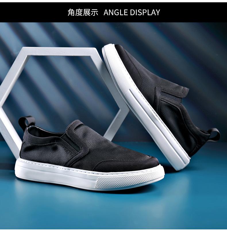 Designer New Shoes for Men Air Mesh Casual Shoes Summer Breathable Flat Skateboard Shoes Cool Black Slip-on Loafers