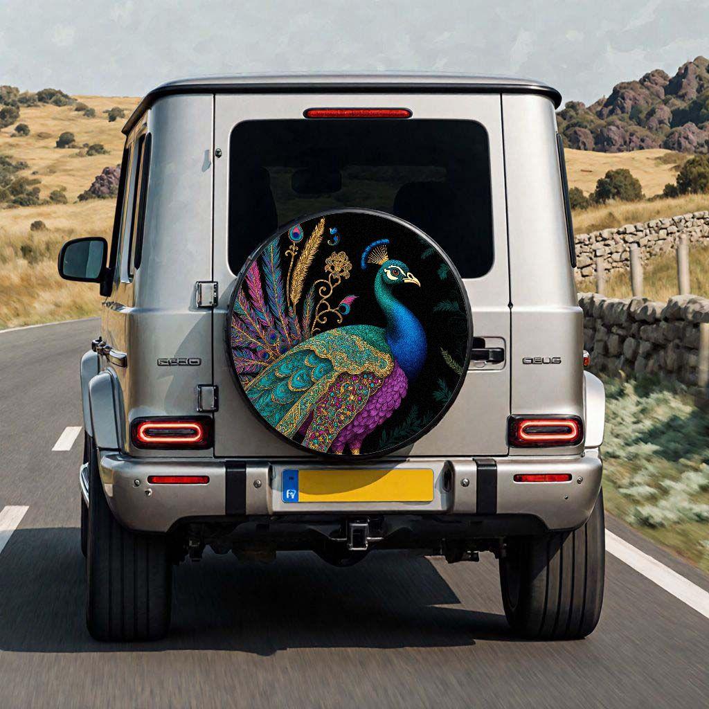 Vibrant Peacock Spare Tire Cover for SUV Off-Road MPV Protector Cover Fashionable Exterior Accessory