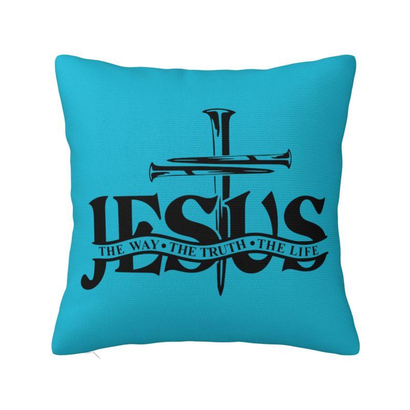 Jesus Quotes Throw Pillow Case cm for Living Room Religion Cross Christian Faith Cushion Cover Soft Polyester Pillowcase