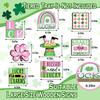 St. Patrick's Day Tiered Tray Decor, Pink Green Farmhouse Tray Decorations, Lucky Polka Dot Shamrock Clover Top Hat Wooden Signs, Rustic Spring
