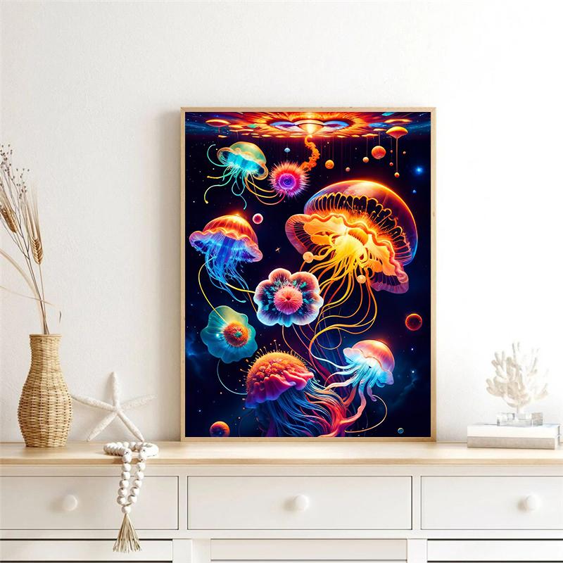 Colorful Abstract Space Composition Posters Planets Srtars Jellyfish Flowers Prints Canvas Wall Pictures Home Living Room Decor