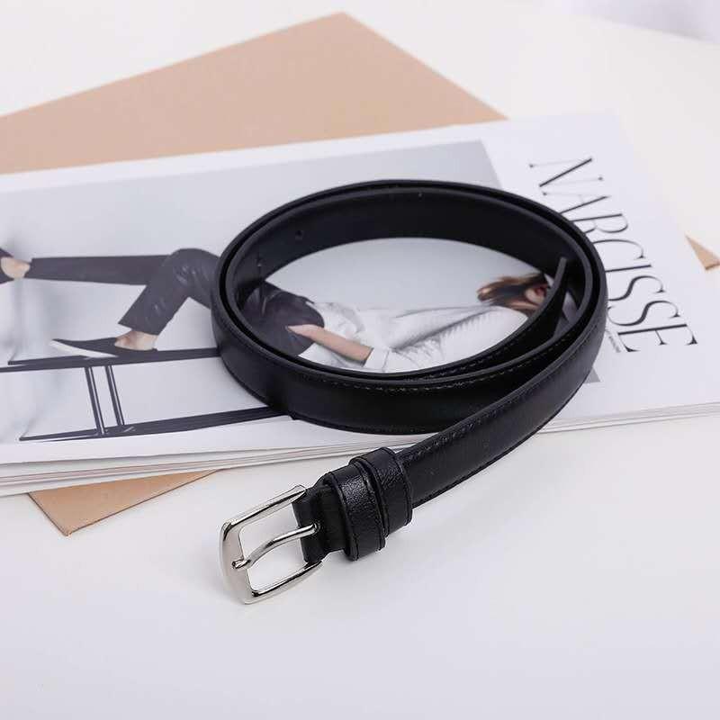 Chic Womens Korean Style Pu Buckle Belt In Black Beige Coffee For Looks Effortless
