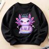 Kinder Crewneck Long Sleeve Sweatshirt, Schattige Dromerige Regenboog Zeshoek Axolotl Dinosaurus Print, Warm Stijlvol Top