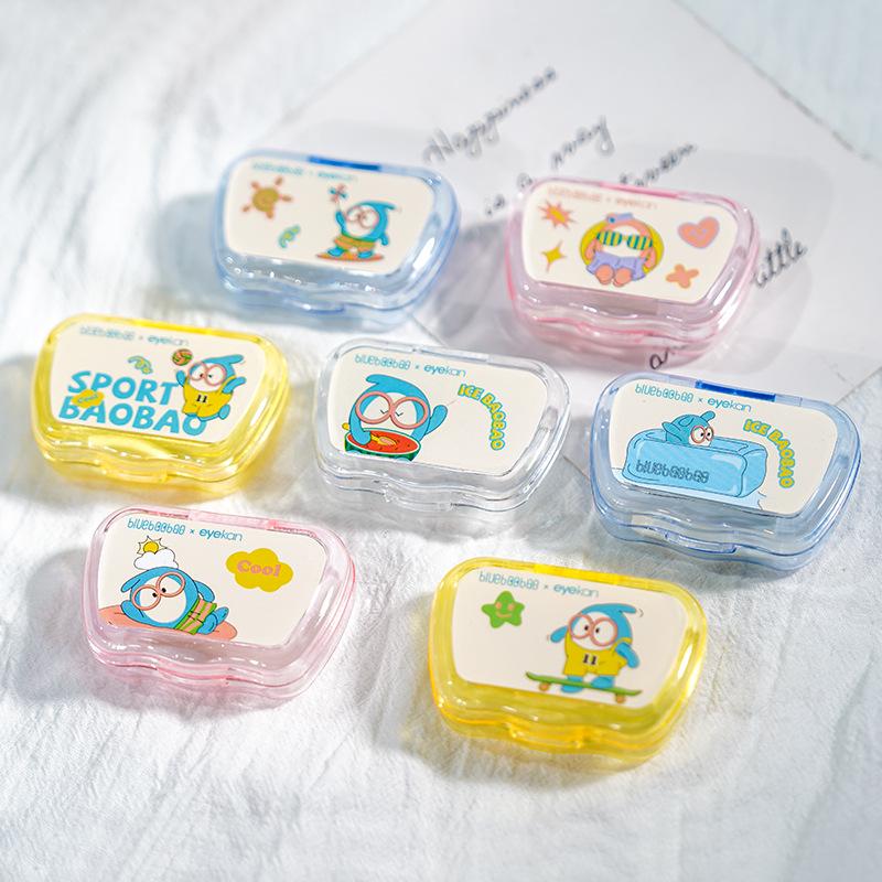 Cartoon Myopia Contact Lens Case with Mirror and Double Compartments (Kaida 8101) 68 x 48 x 22 mm
