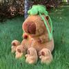 Set Jucării de Pluș Capybara Mami cu 4 Pui de Capybara Păpuși Capibala de Pluș Animale de Pluș Pernă Broască Țestoasă Rucsac Decor Mașină