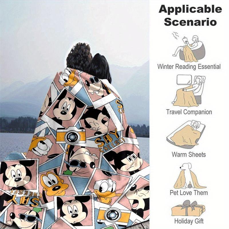 1pc Mickey Printing Blanket - Soft, All-Season Throw for Living Room, Beroom,Personalize Gift with Aorable Cartoon esign