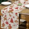 Christmas Gingerbread Printed Table Runner 2D Flat Print Festive Home Decor Christmas Dining Table Decoration Cute Charming