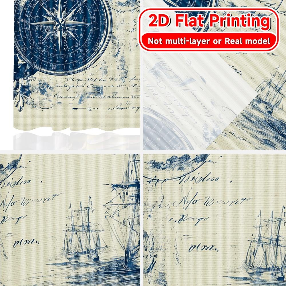 2D FLAT PRINTING 2pcs Curtains (Without Rod) Nautical Ships and Compass Design Modern Fashionable Curtainments during the