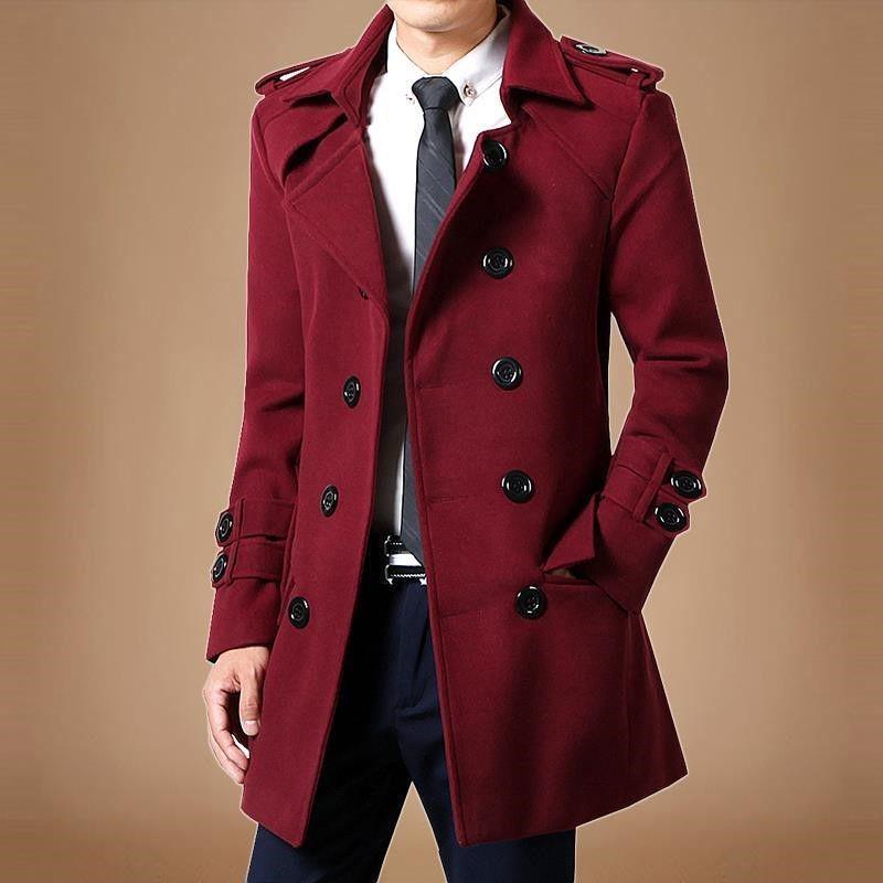 Men's Mid-Length Wool Coat: Autumn/Winter 2023 Thickened Windbreaker with Velvet Lining