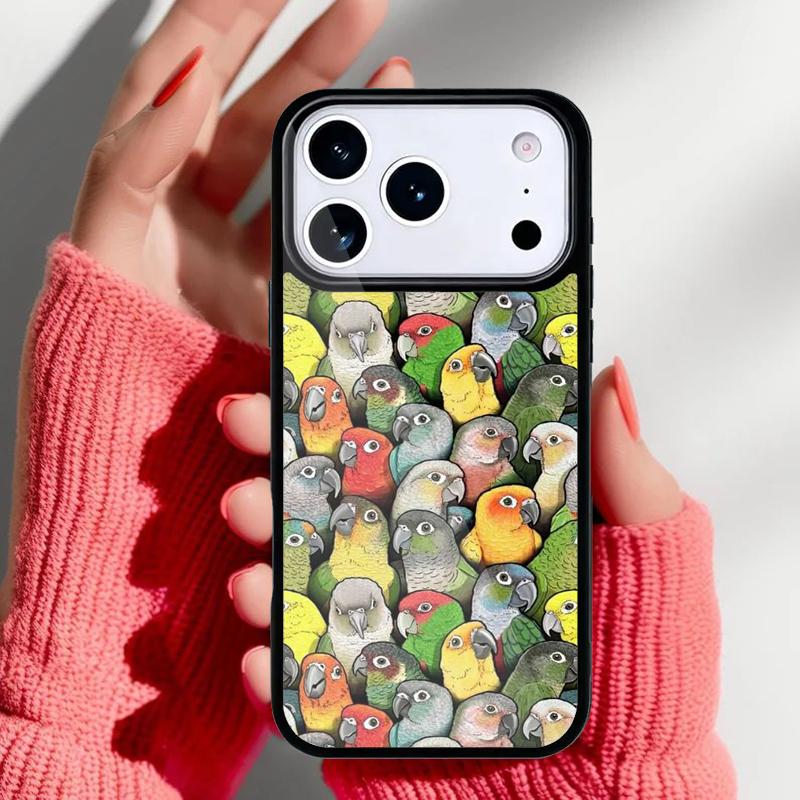 Cute Adorable Parrot Bird Phone Case for iPhone 17 16 15 14 13 Pro Max Back Cover for 12 11 Pro Coque