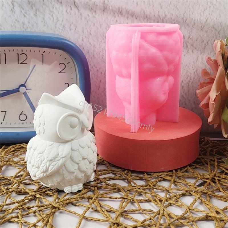 Owl Figurine Silicone Molds for Epoxy Resin Soap Making Cement Gypsum Silicone Molds for Handmade Craft 6XDE
