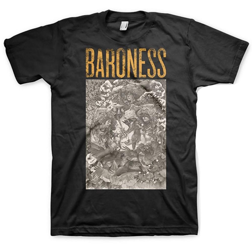 Men's Baroness Gold Grey (Back Print) Slim Fit T-shirt Black