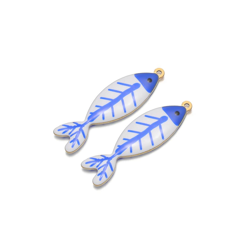 5pcs Stainless Steel Enamel Black Fish Bone Charms for DIY Jewelry Girls Necklace Pendants Kids Bracelet Women Earrings Making