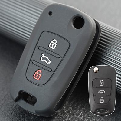 Silikon-Schlüsselanhänger mit 3 Tasten, Hülle, Halter für Kia Rio Venga Sorento Ceed Sportage Soul Optima Picanto 2009 2010 2011