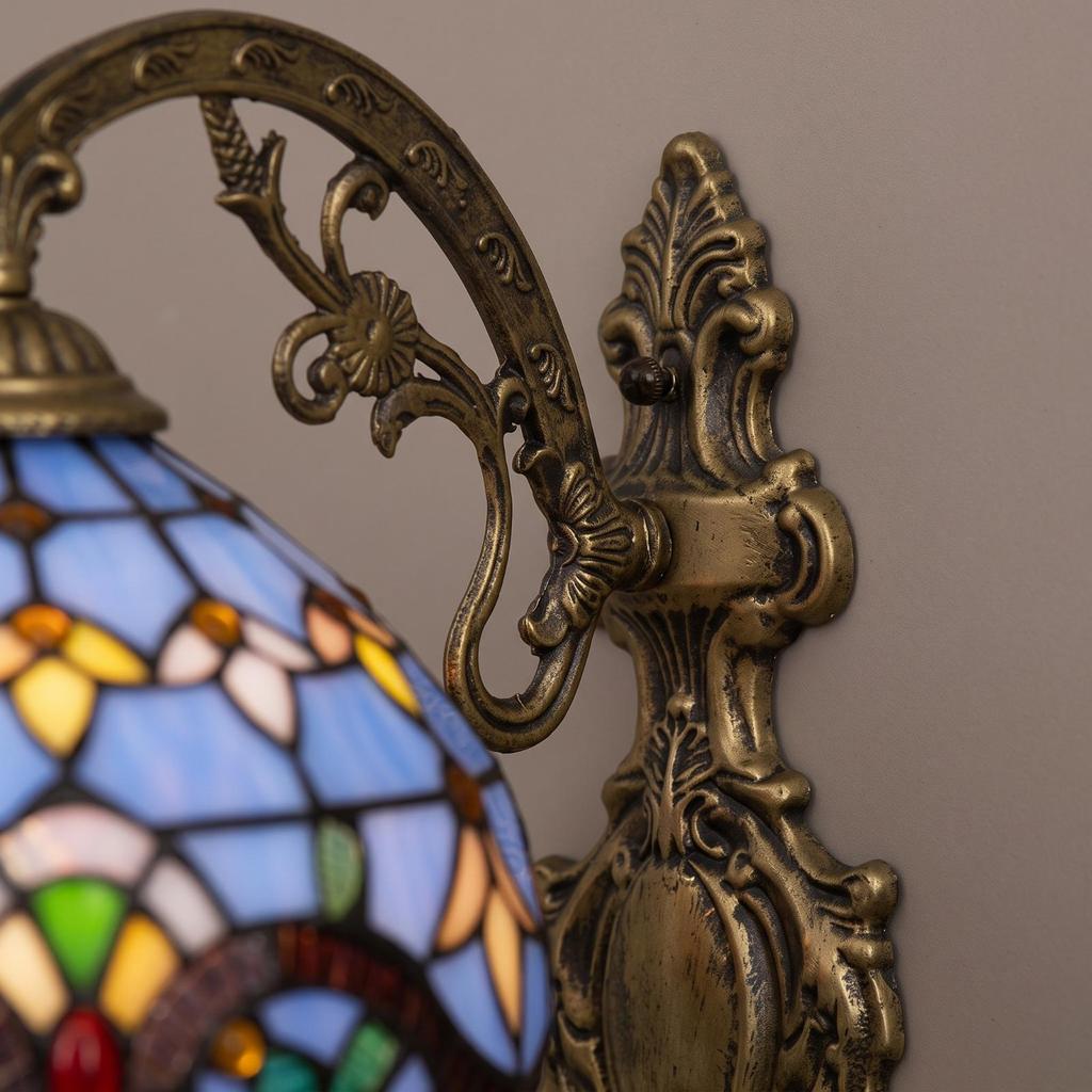 Tiffany Wall Sconce Antique Lamp with Stained-Glass Shade