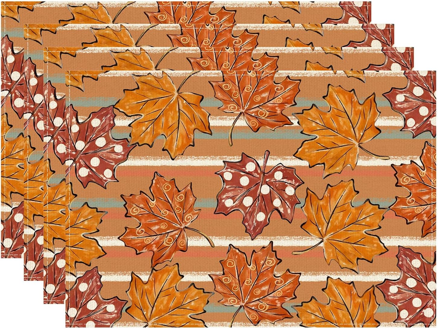 

Fall Rustic Maple Leaves Placemats Set of 4 Table Mats for Party Home Kitchen Dining Table Decorations 12x18 Inch 4pcs-12x18