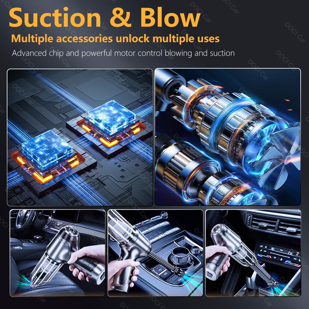 Bezprzewodowy Odkurzacz Samochodowy Mocny Dmuchany Bezprzewodowy Przenośny Odkurzacz Robot Samochodowy i Domowy Podwójnego Użytku Ręczny Mini Odkurzacz