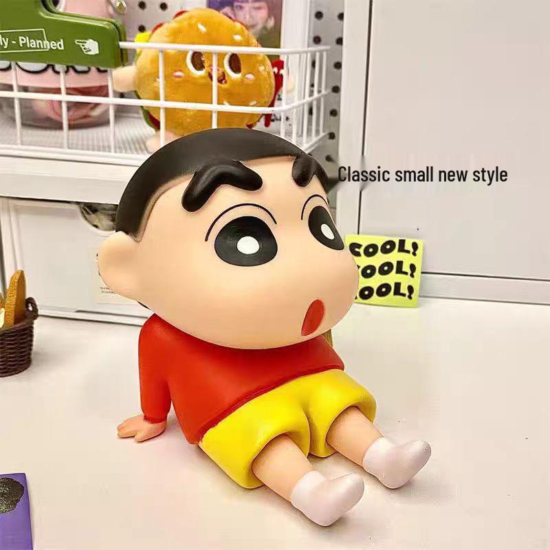 Crayon Shin-chan Desktop Phone Holder Figure - Cartoon Ornament Gift for Lazy Person or Live Streaming