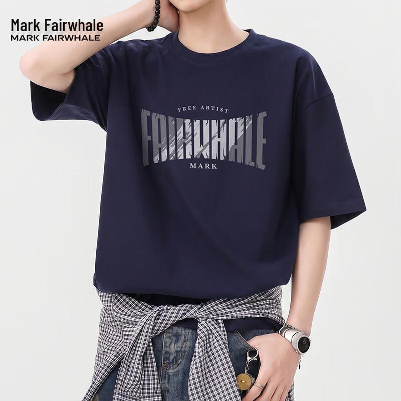 Mark Fairwhale Men's American Letter Print Crew Neck T-Shirt