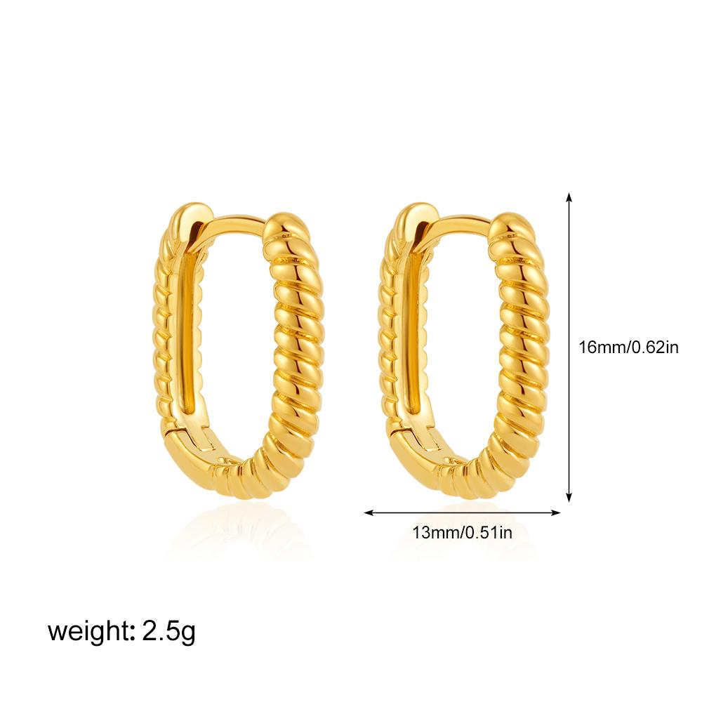

Vintage Golden Color Geometric U-shape Twisted Hoop Earrings for Women New Trendy Huggie Hoops Ear Buckle Zircon Brincos золотий