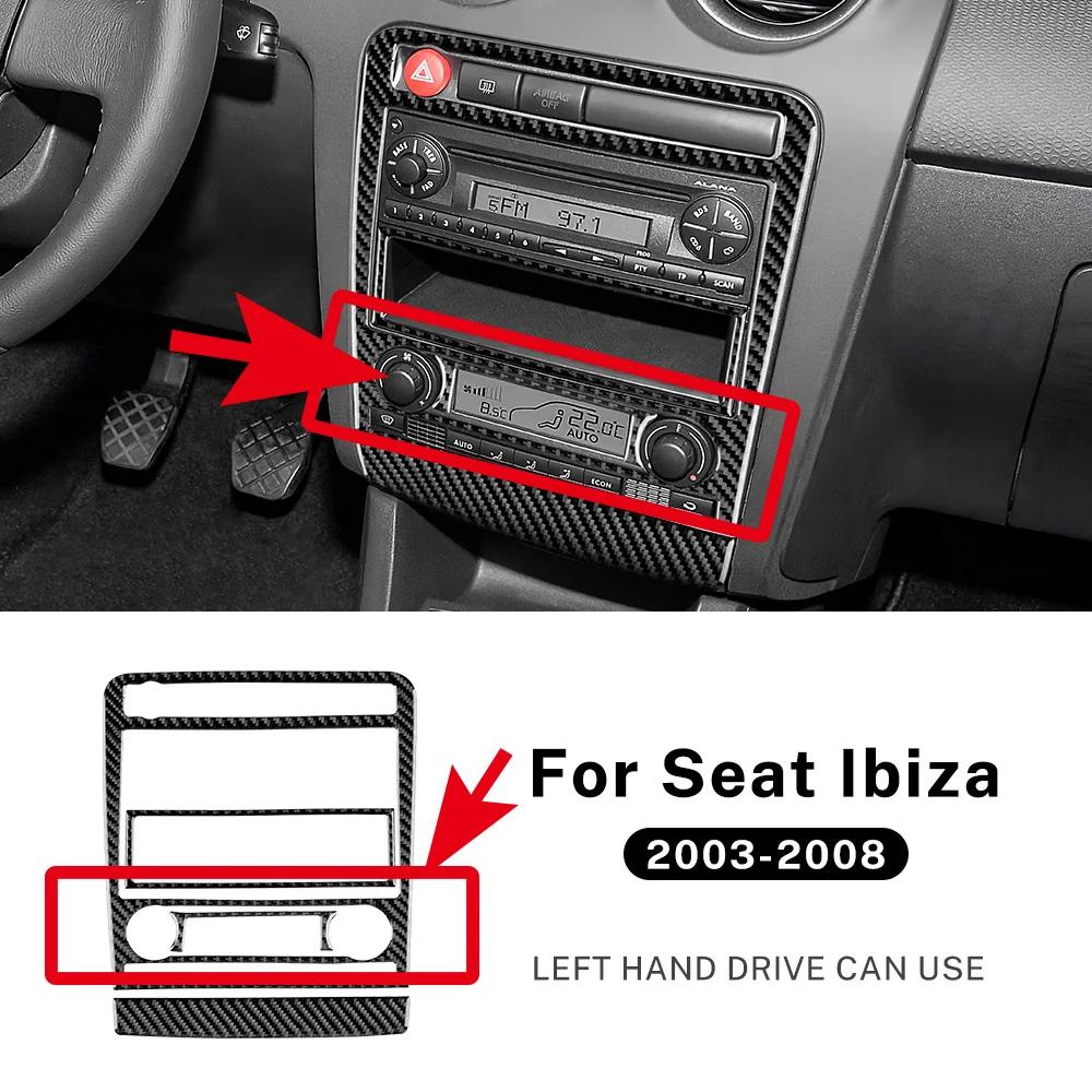 

Для Seat Ibiza 2003 2004 2005 2006 2007 2008 Справжня м яка карбонова наклейка LHD RHD Аксесуари для центральної панелі керування кондиціонером/CD Type B LHD Black