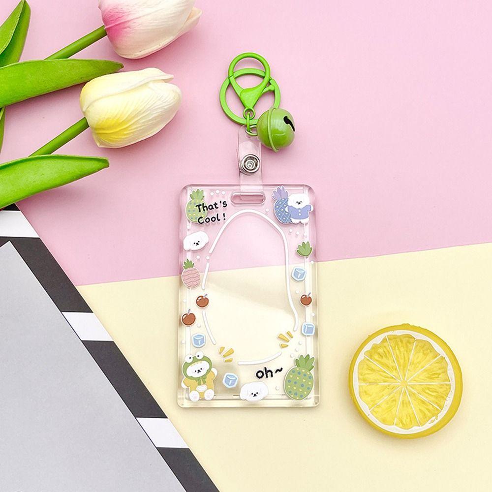 Bear Cartoon Acrylic Card Holder Rabbit Lanyard Bus Card Box Cute Rabbit Card Case Outdoor