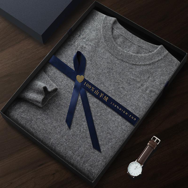 

Мужской свитер из 100% чистого кашемира класса люкс с круглым вырезом - Осенне-зимний трикотаж L