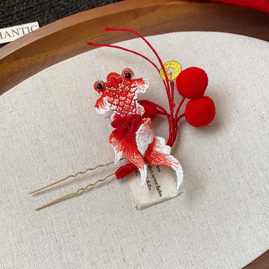 Chinese Style Goldfish Pendant Vintage Hair Sticks Ancient Style Hairpin Hair Fork Headwear Hanfu Headwear Chopstick Headdress