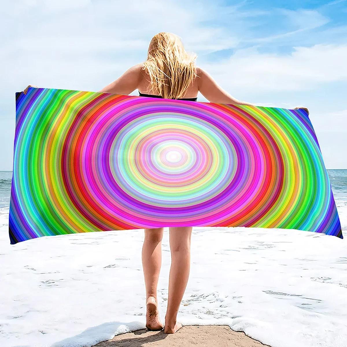 

Microfiber Beach Towels Quick Drying Towels, Abstract Art Pattern Absorbent Sand Free Swim Pool Beach Towel Blanket for Beach W30*H60(CM)