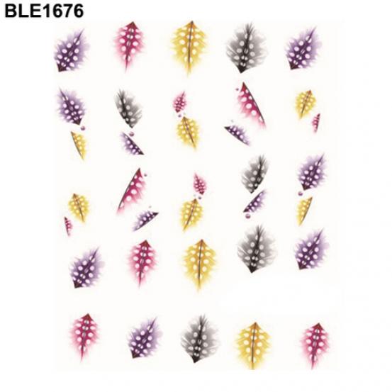 1 Sheet Fashion Feather Shape 3D Nail Art Water Decal Sticker Nail Tips Decoration