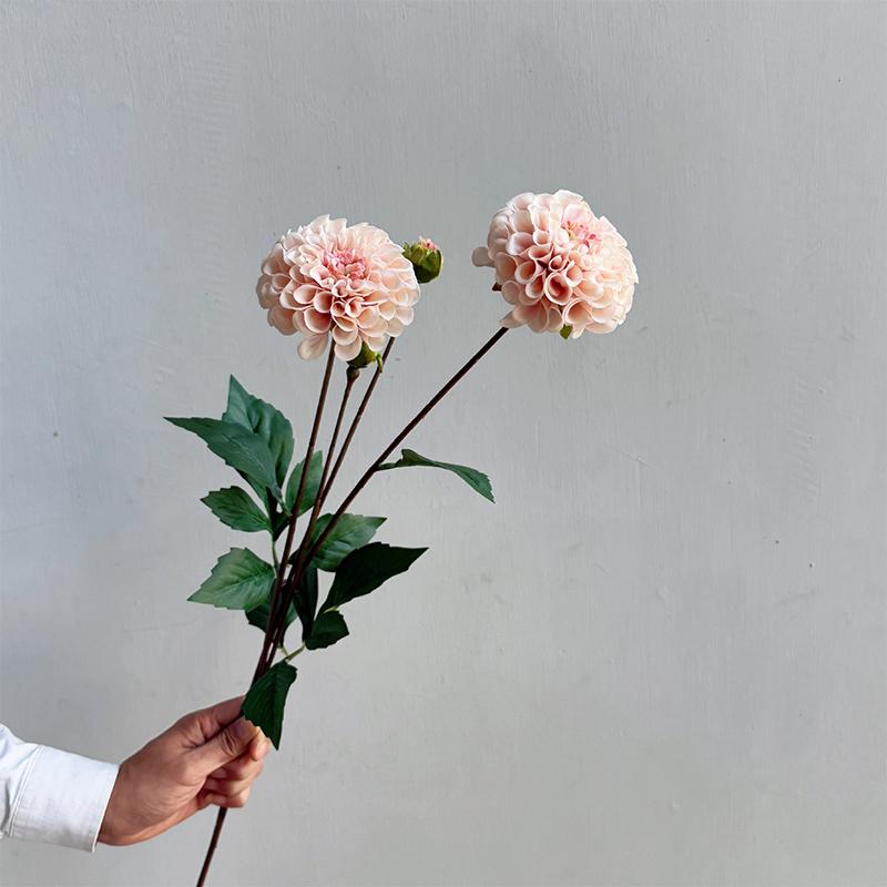 Artificial Moisturizing 2Head Dahlia Real Touch Flowers Bridal Bouquet Wedding Decoration Party Floral Home Decor Dahlia