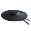 Cappello di Paglia a Tesa Larga 15cm con Parte Superiore Piatta Cappelli Estivi da Spiaggia per Donna Cappello Boater con Nastro Cappello da Sole Grigio Nero Rosso Rosa Blu Con Laccetto Sottogola